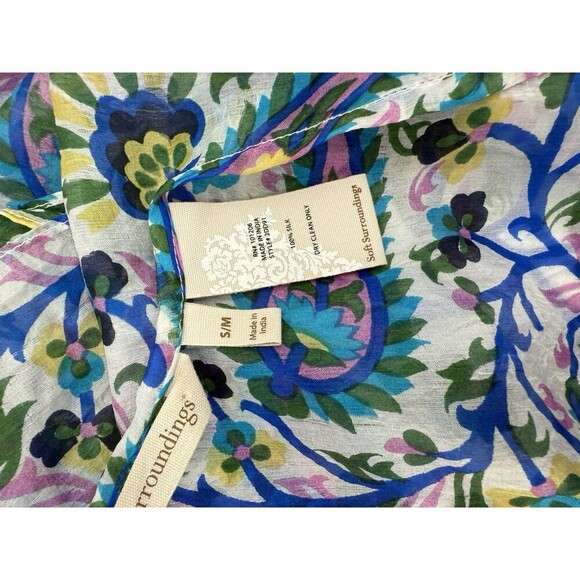 Soft Surroundings  Open Wrap Poncho Kimono 100% Silk Floral Paisley SMALL/MEDIUM - Picture 9 of 9